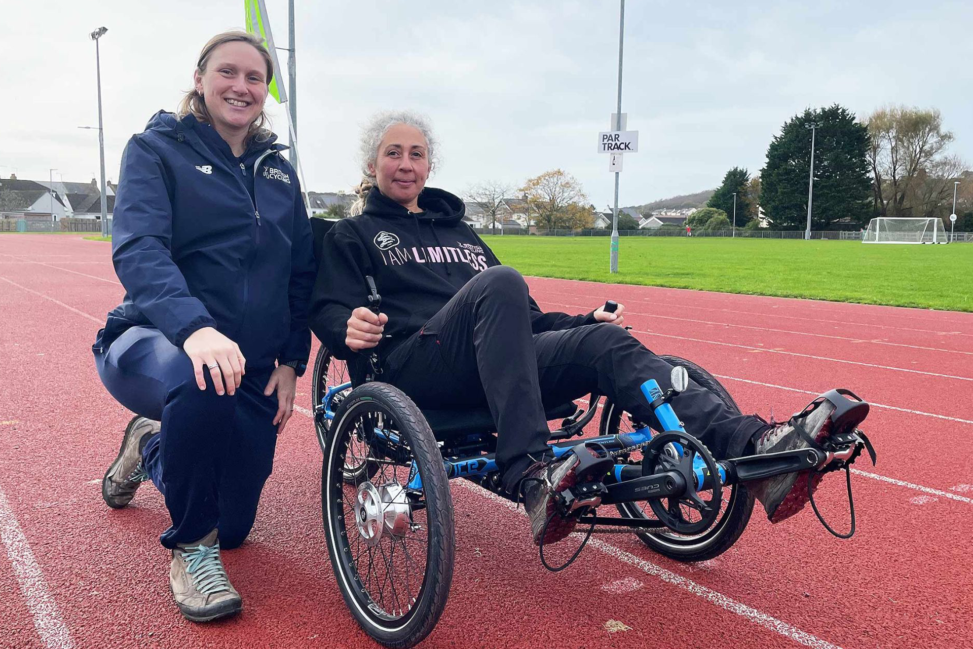 Trike riders on a track