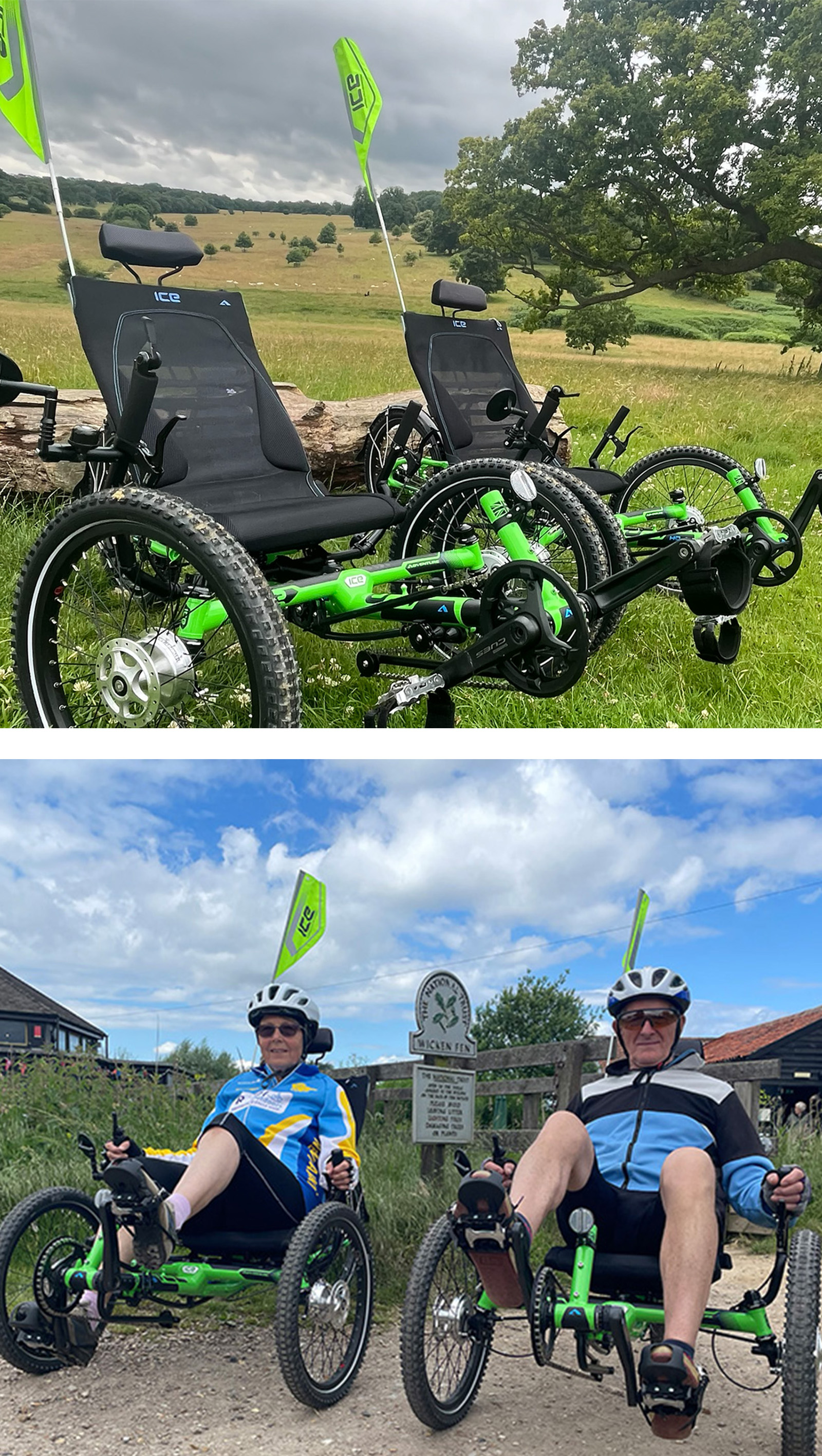 People on trikes and trikes outdoors